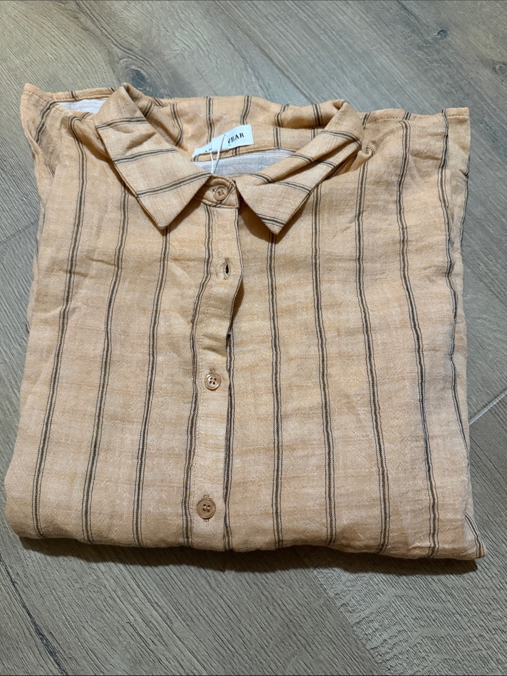 Peach Striped Button-Up Blouse (boxy cut)